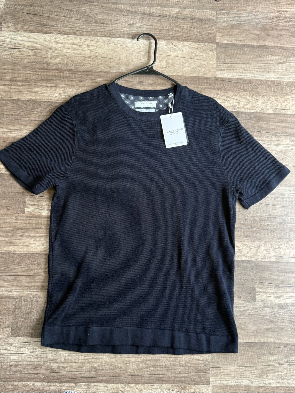 Denim & Flower Ricky Singh Navy 100% Cotton Knit T-Shirt Men’s M NWT